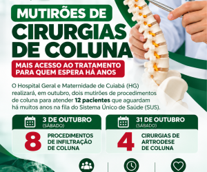Hospital Geral de Cuiabá realiza mutirões de cirurgias de coluna e infiltrações para reduzir fila do SUS